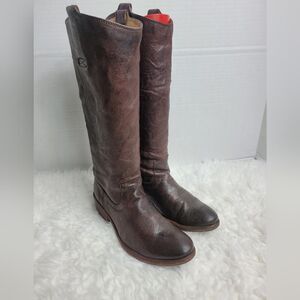 Frye Carson Womems Boots Size 6 B Tab Tall Charcoal Knee High Shoes